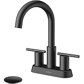 Hurran 4 Inch Bathroom Faucet for Sink 3 Hole, Matte Black Bathroom Faucet with Pop-up Drain and 2 Supply Hoses,Stainless Steel Lead-Free 2-Handle Centerset Faucet for Sink Vanity RV
