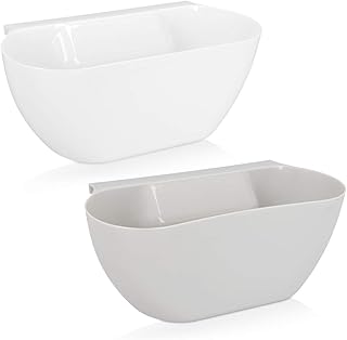 Navaris 2x Auffangschale für Küchenabfälle zum Einhängen - 2er Set Mülleimer Abfall Behälter für Bio Müll - Abfalleimer in Grau Weiß