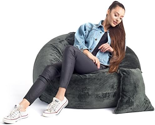 DreamsSAC Bean Bag Chair-Multiple Colours-Memory Foam Filled Furniture-Large And Comfortable: Made In Germany (Large, Dark green)