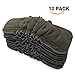 Charcoal Bamboo Cloth Diaper Reusable Liners with Gussets 5-Layer Inserts Soft Washable for Pocket Diapers- One Size Fits All (10 Pack-Black) by BlueSnail(Black)