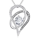 Prefect Mother's Day Gift Sterling Silver "I Love You To The Moon and Back"Interlocking Heart Pendant Necklace,18" (White) (Jewelry)