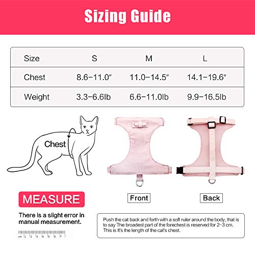 Kitten Harness and Leash Escape Proof for Walking Adjustable Neck Cat Collar Rabbits Puppy Kittens Soft Breathable Mesh Pet Vest (M, Pink)