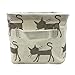 Mziart Small Foldable Canvas Storage Basket with Handles, Cotton Linen Storage Bin Organizer for Nursery Kids Shelves & Desks (Grey Cat)