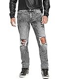 GUESS Men's Slim Tapered Acid Wash Black