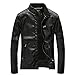 Nantersan Men's Leather Jacket Stand Collar Slim PU Mens Faux Fur Coats Motorcycle Jacket