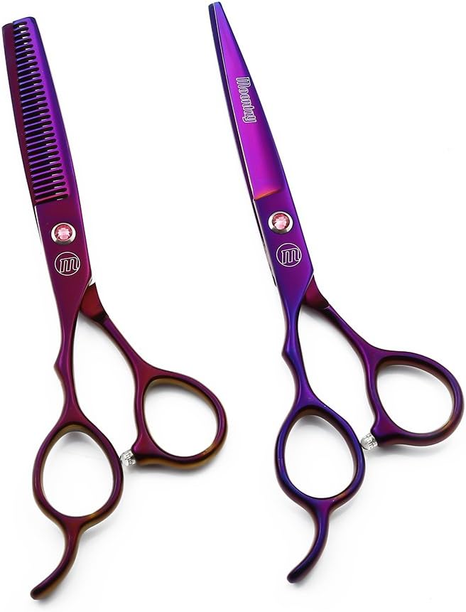 Moontay 6.0 inch Scissor Set - Left-Handed Barber Hair Cutting Scissor/Hair Thinning Scissor Japanese Stainless Steel - Perfect for Hairdresser
