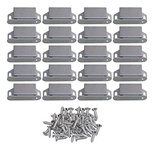 RDEXP 55x25x13mm Silver Stainless Steel Magnetic Cabinet Cupboards & Door Latch Catch Closures with Screws Set of 20