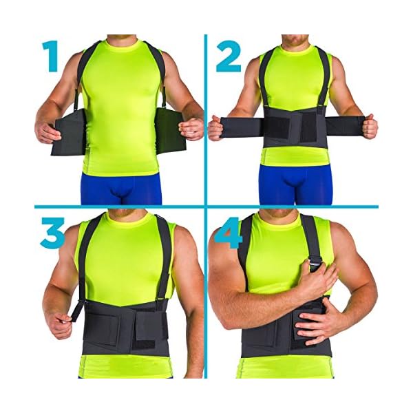 BraceAbility Industrial Work Back Brace with Straps for Movers, Lifting