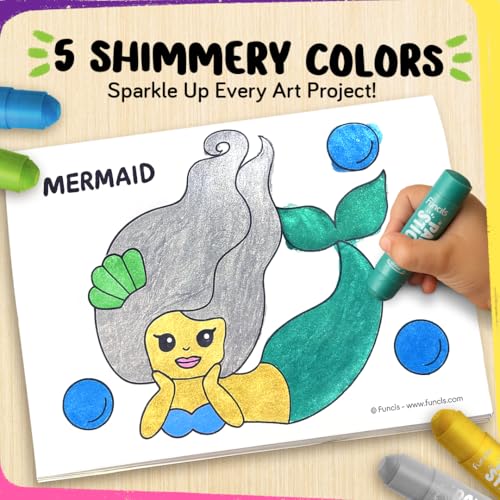Funcils 24 Tempera Paint Sticks for Kids with Coloring Book - Washable, Non-Toxic Markers for Toddlers | Works on Paper, Canvas, Wood, Cardboard - Art Craft Supplies, Painting Crayons Ages 1 2 3 4 5 6