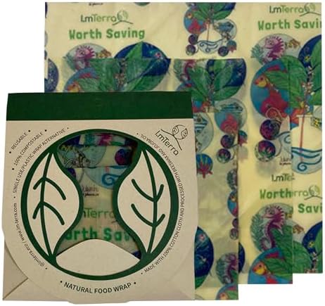I.MTERRA Beeswax Food Wraps - Reusable Beeswax Wrap Set - Compostable ...