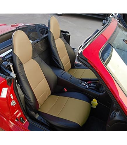 Miata Seat Covers IGGEE Custom Seat Covers For Mazda Miata (MX-5) 1990-1997 - 2-Piece Front Set In Black Synthetic Leather Miata M Edition Seats - Foto 2