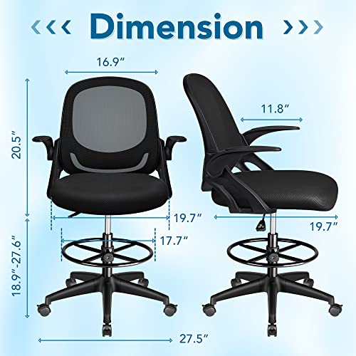 Devoko Drafting Chair Tall Office Chair with Flipup Armrests Executive