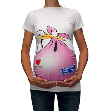 Lonshell Schwangerschaftshirt Lustiger Musterdruck Umstands-Top Kurzarm T-Shirt Mutterschafts Sommer Bluse Umstandsmode Umsta