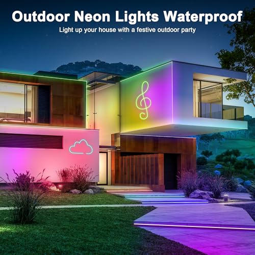 Macchiatto 10 m LED Neon Strip, DIY LED Strip with APP/Remote Control, Music Synchronization, Neon LED Gaming, Waterproof, for Indoor, Outdoor, Bedroom Decoration