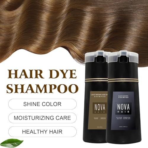 LBOYLOVE Hair Dye Shampoo 3 in 1 for Nova Hair Instant Dye, Hair Color for Gray Hair Coverage, Long Lasting Color for Women & Men (Black)