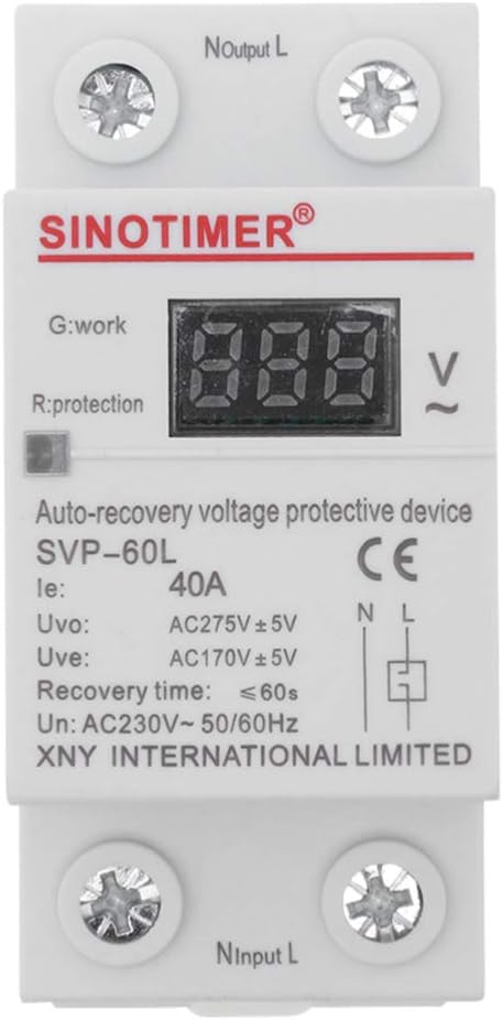 Wakauto SVP-60L Over Voltage Protection Auto Reconnect Durable LED Single Phase Digital Voltmeter Voltage Monitor for Home