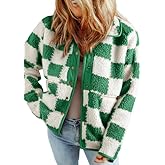 SHEWIN Jackets For Women Causal Sherpa Fall Jacket Loose Button Down Plaid Winter Coats