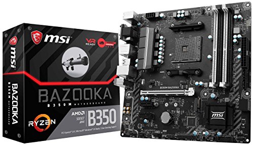 MSI Motherboard B350M BAZOOKA AMD B350 Chipset AM4 DDR4 Memory 1 x PCI Express 3.0 x 16 Micro ATX Retail (Certified Refurbished)