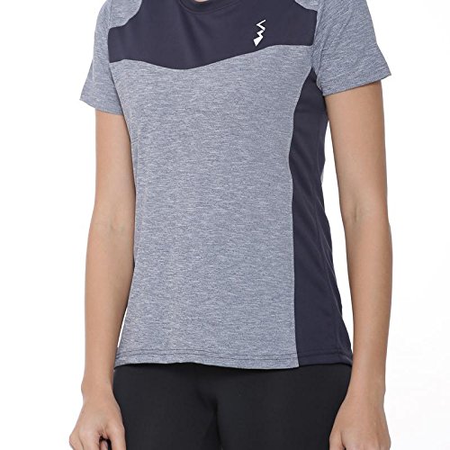 campus sutra solid women round neck denim t-shirt