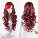 Netgo Anime Cosplay Wigs Red for Women with Obligue Band Long Curly Hair Wigs Lolita Style Wigs