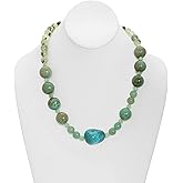 Gemstone Necklace Handmade One of a Kind Turquoise, Aventurine and Prehnite Gemstones Asymmetrical Necklace Art Jewelry
