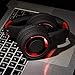 Bluetooth Headphones with Built-in Mic, Wireless and Wired Over-Ear Headset with Comfortable Earpad for PC, Tablets and Smartphones (Black+Red)