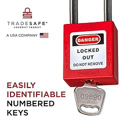 TRADESAFE Lockout Tagout Locks Set - 7 Red Loto