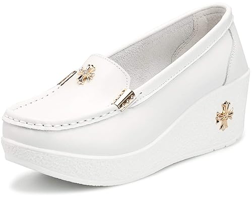 Solshine Damen Leder Plateau Keilabsatz Slippers Schlupfschuhe 564