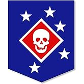 Blue MARSOC Marine Raiders Skull and Stars Logo Sticker (US U.S. Insignia Vinyl Decal (3 x 4 inch) USMC Licensed