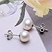 Sterling Silver White Freshwater Cultured Pearl Button Stud Earrings (6-6.5mm)…