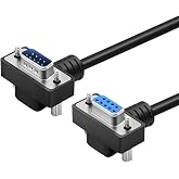 Pidwaok DB9 Male to Female RS232 Serial Cable, Dual Right-Angle 90 Degree 9-Pin COM Port Extension for PC, Industrial, CNC and POS Systems (Nickel Plating, 1Meters)