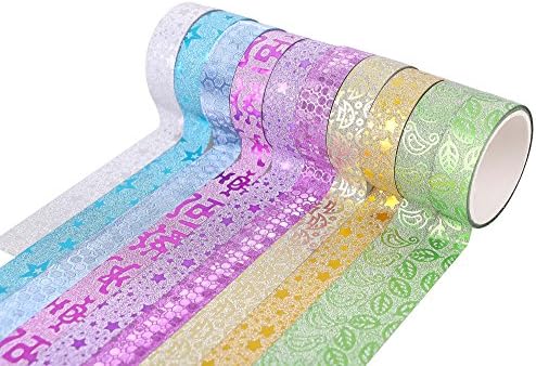 20 Pack Glitter Washi Masking/Craft Tape Set, for Bullet Journal, Decoration, Gift Wrapping, and DIY