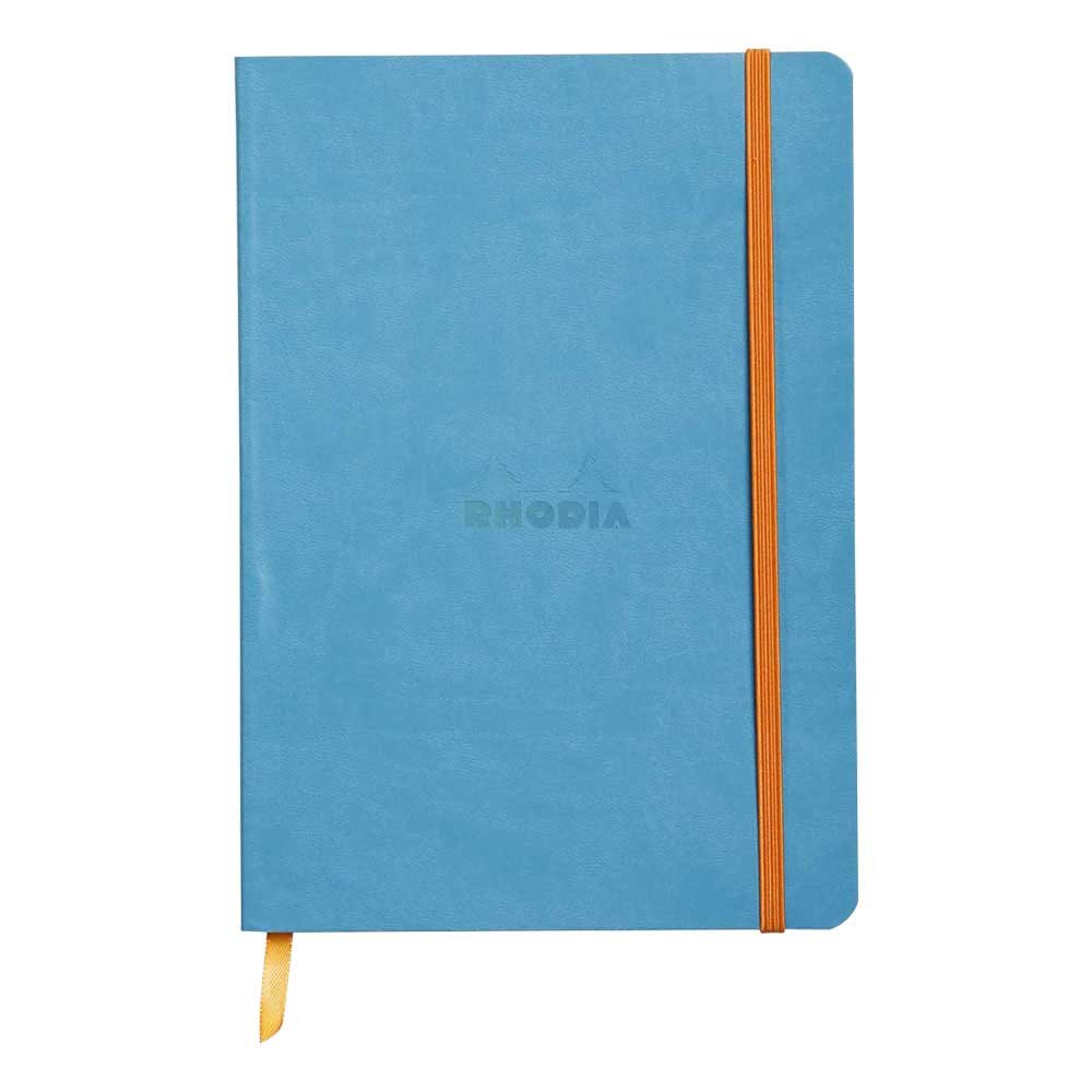 RHODIA 117457C - Turquoise Flexible Notebook - A5 - Dotted Dot - 160 pages - Clairefontaine Ivory Paper 90 g/m - Bookmark, Elastic Closure - Faux Leather Cover - Rhodiarama Collection โ image 1