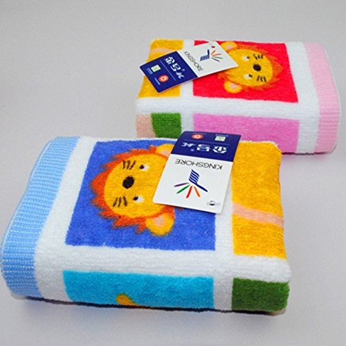 Hiibaby T1168 Lovely Cartoon Animals Pattern Baby Kid Bathroom Hand Face Towels 52cm26cm Rectangular Cloth Rectangular Cloth 100% Cotton Soft Touch First Class Product (Blue)