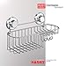 HASKO Suction Cup Shower Caddy Basket for Shampoo, Shower Suction Shelf Organizer, Basket with Soap Holder and Hooks, Stainless Steel Shampoo Holder for Bathroom Storage (Chrome)