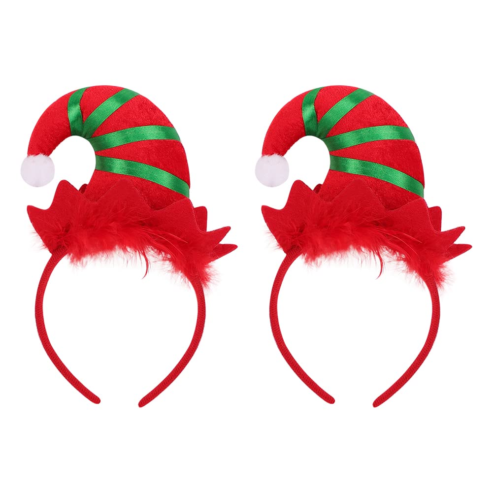 2 Pcs Christmas Headband Santa Headwear 3D Santa Hat Christmas Head Hat Toppers Xmas Party Hat Headpiece Fancy Dress Cosplay Hairband Christmas Party Supplies and Party Favors Flexibility to Fit All
