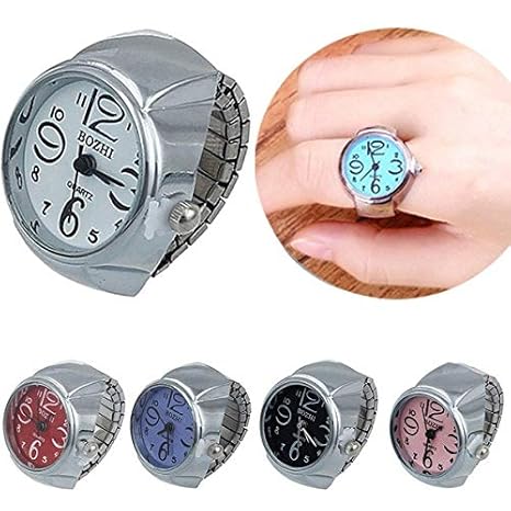 Altsommer Creative Paar Ring Uhr, Watch mit Flexibilität 0,6 cm Edelstahlarmband,Freizeit Uhr mit Bunter Zifferblatt,Damen He