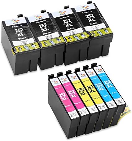 Anbo 10 pack Remanufactured Replacement for 252 Ink Cartridge High Yield (4 Black 2 Cyan 2 Magenta 2 Yellow) compatible to Workforce WF 3640 WF 3630 WF 3620 WF 7610 WF 7620 WF 7110 Printer