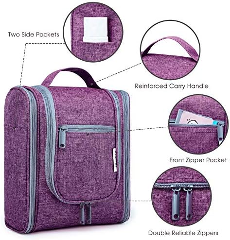 Hanging Travel Toiletry Bag Kit Cosmetic Makeup Organizer for Women and Girls (Purple) 5 Hanging Travel Toiletry Bag Kit Cosmetic Makeup Organizer for Women and Girls (Purple)