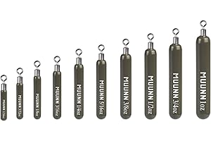 MUUNN 10 Pack Tungsten Free Rig Skinny Drop Shot Weights,Raindrop Free Rig Fishing Sinkers kit for Drop Shot Rig