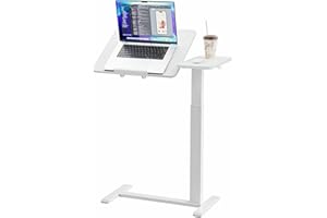 Ywin Medical Adjustable Tilt Overbed Bedside Table with Wheels, Swivel Portable Tray Table(27.6" W x 15.8" D), Small Standing Desk for Bedroom, Hospital, Couch, Office Use,White