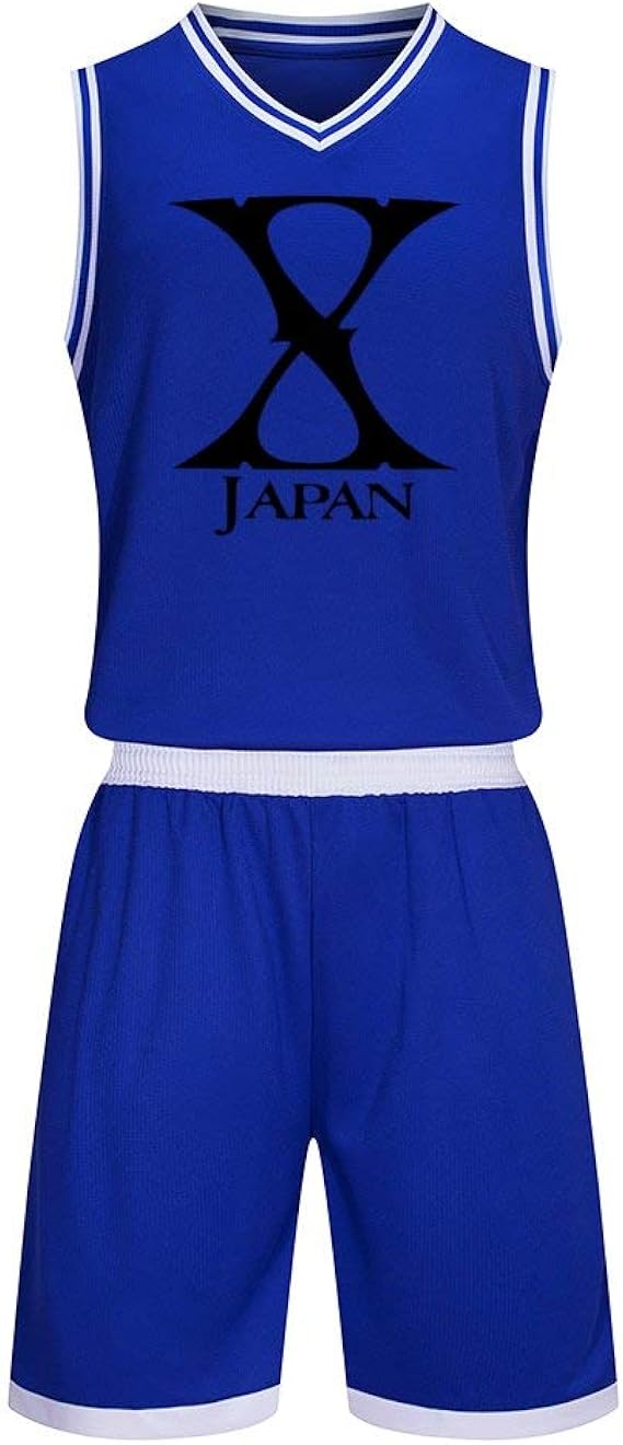 Amazon バスケットボールウェア 上下セット エックス ジャパン ロゴ バスケットボールユニフォーム Vネック 袖なし Tシャツ バスパン 練習用 バスケウェア バスケットボールジャージセット 子供 Tシャツ カットソー 通販