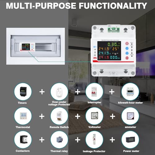 Wifi Electric Consumption Meter 100A 220V AC Wifi Meter Bidirectional Meter Tuya APP Smart Light Counter Under/Overcurrent/Delay/Time/Leakage Protection