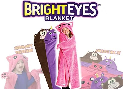 Bright Eyes Blanket - SUPER SOFT Snuggie for Kids - Hooded, Blanket, Robe - Comfy Throw Blanket, Purple Unicorn; Warm Fuzzy Blanket - Machine Washable - Perfect for Sleepovers!