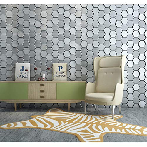 Art3d A12001H20-20 paneles decorativos de pared 3D de piel sintética, hexagonal plateado seda