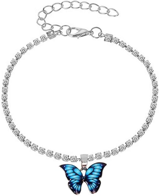 CHIY-GBC 1pc Moda Mariposa Tobillera Creativa Ajustable Rhinestone