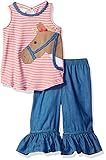 Mud Pie Baby Toddler Girls' Two Piece Pants Set Sleeveless, Horse, 3T