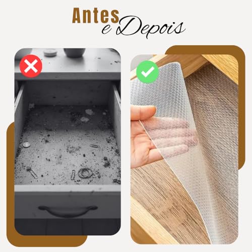 Forro de Gaveta 1,50m Antiderrapante em EVA - Protetor de Gavetas, Armários e Prateleiras, Lavável, Reutilizável e Multiuso para Cozinha, Banheiro e Geladeira - UpShop