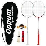 oppum 100% Full-Carbon Fiber Professional 2 Player Badminton Racquets Set Super Lightweight Badminton Rackets Including 2 Rackets/1 Carrying Bag/2 Overgrips