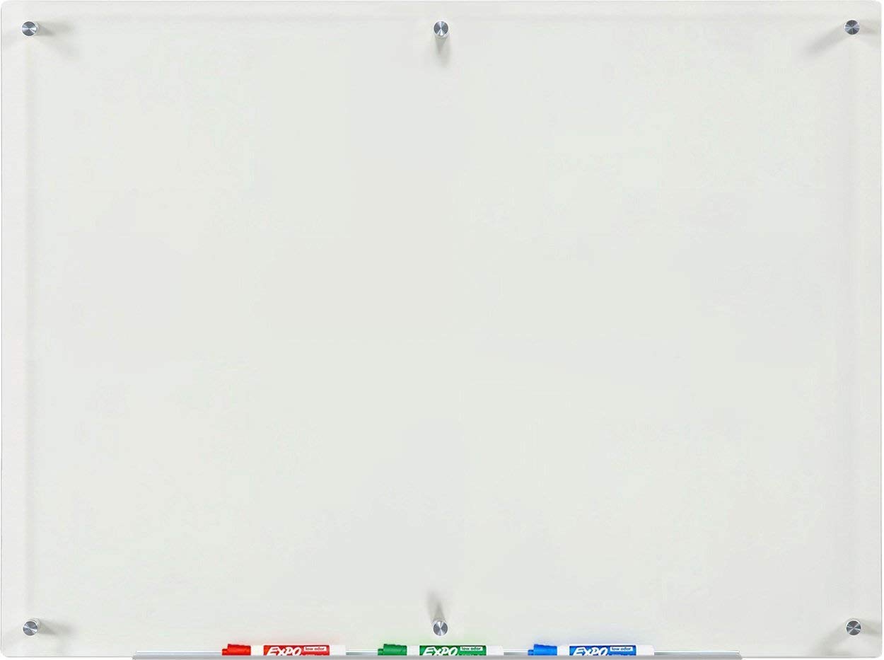 Audio-Visual Direct Clear Glass Dry-Erase Board Set - 80 cm x 110 cm - (Non-Magnetic)